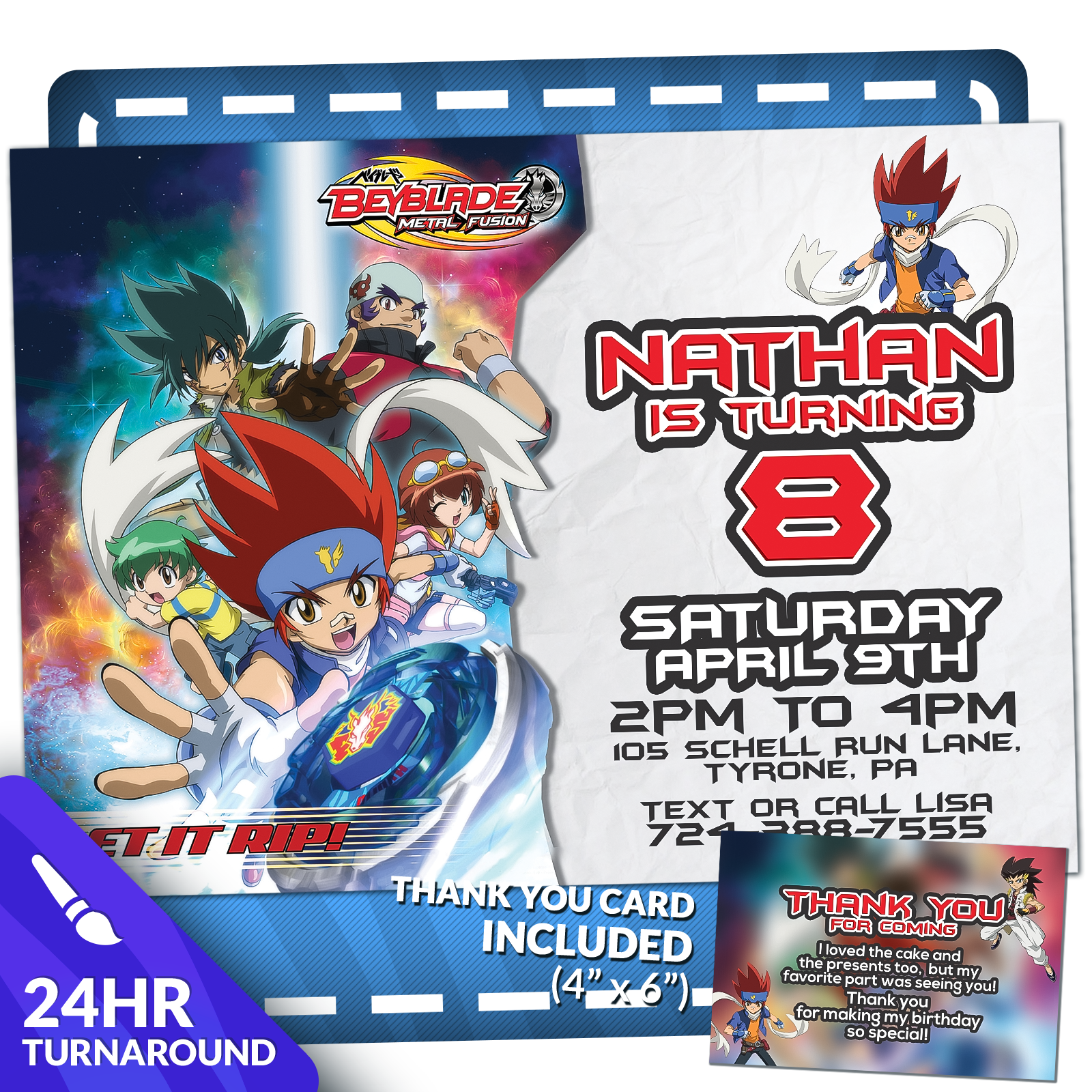 Beyblade Birthday Invitation M1