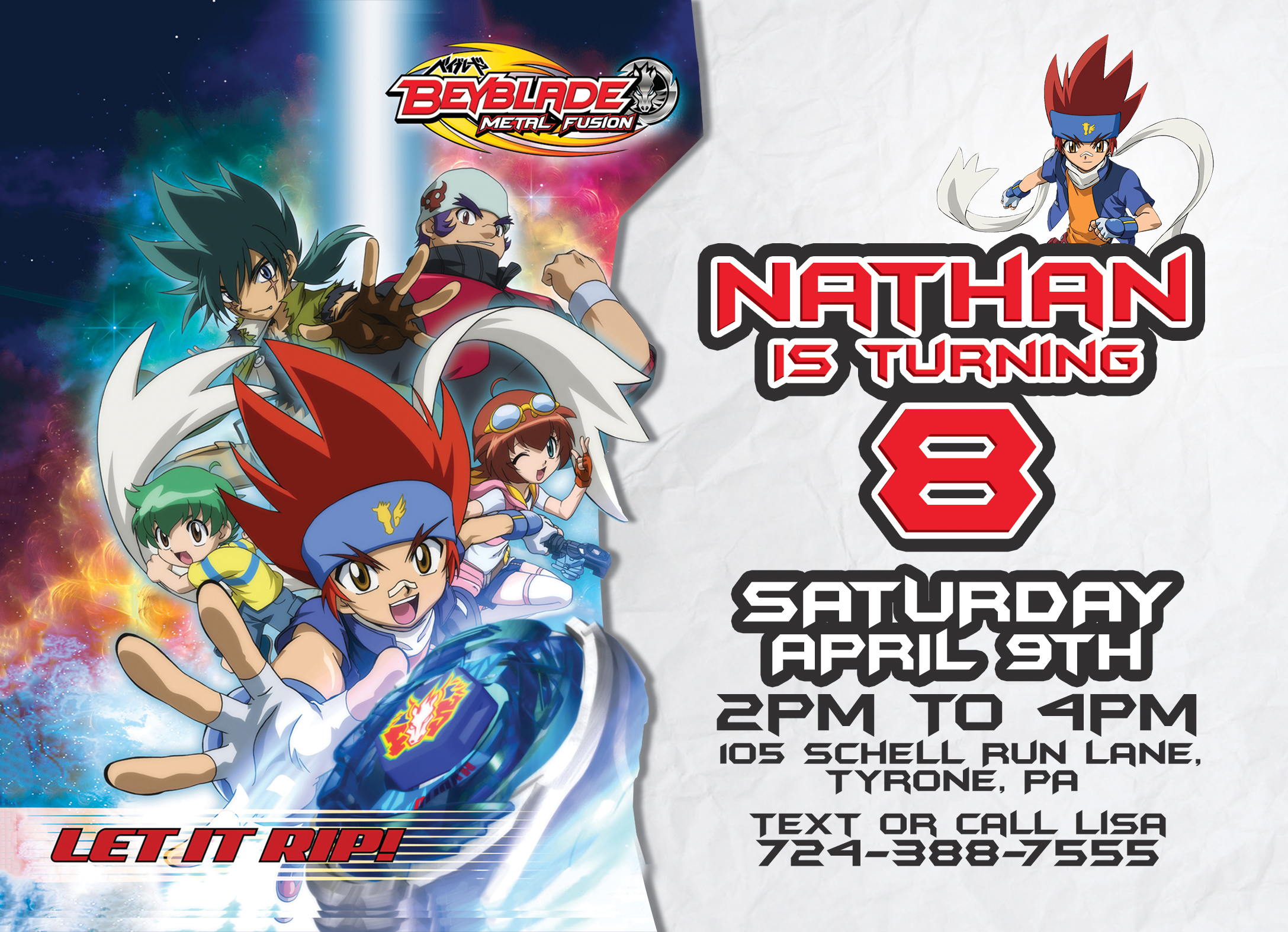 Beyblade Birthday Invitation M1