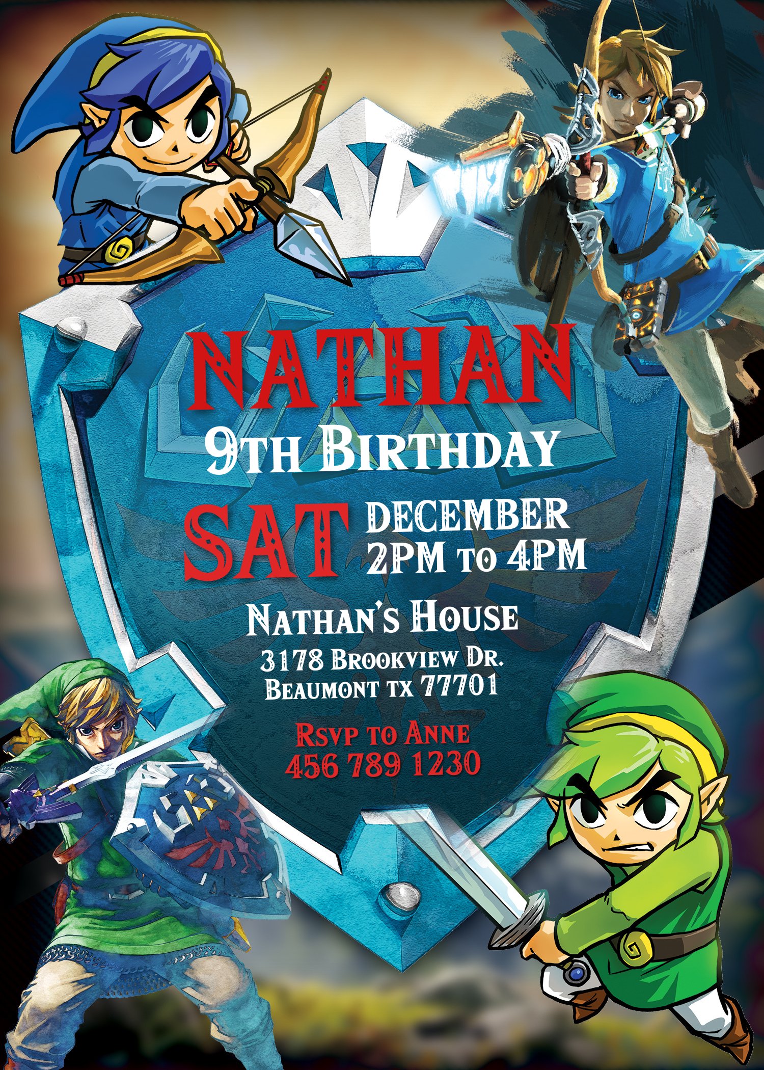 Legend of Zelda Birthday Invitation | Editable Template