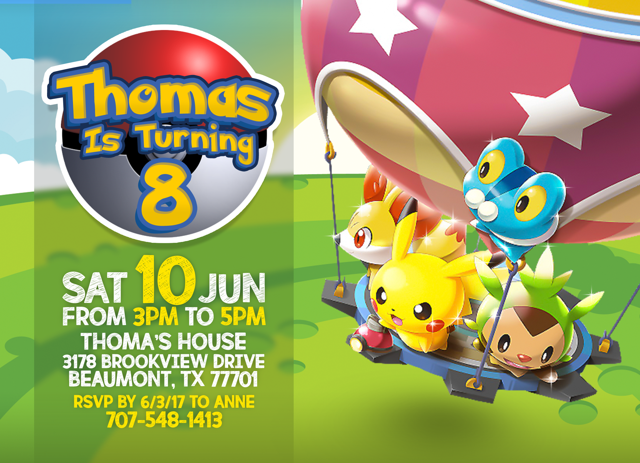 Pokemon Birthday Invitation M2 | Editable Template