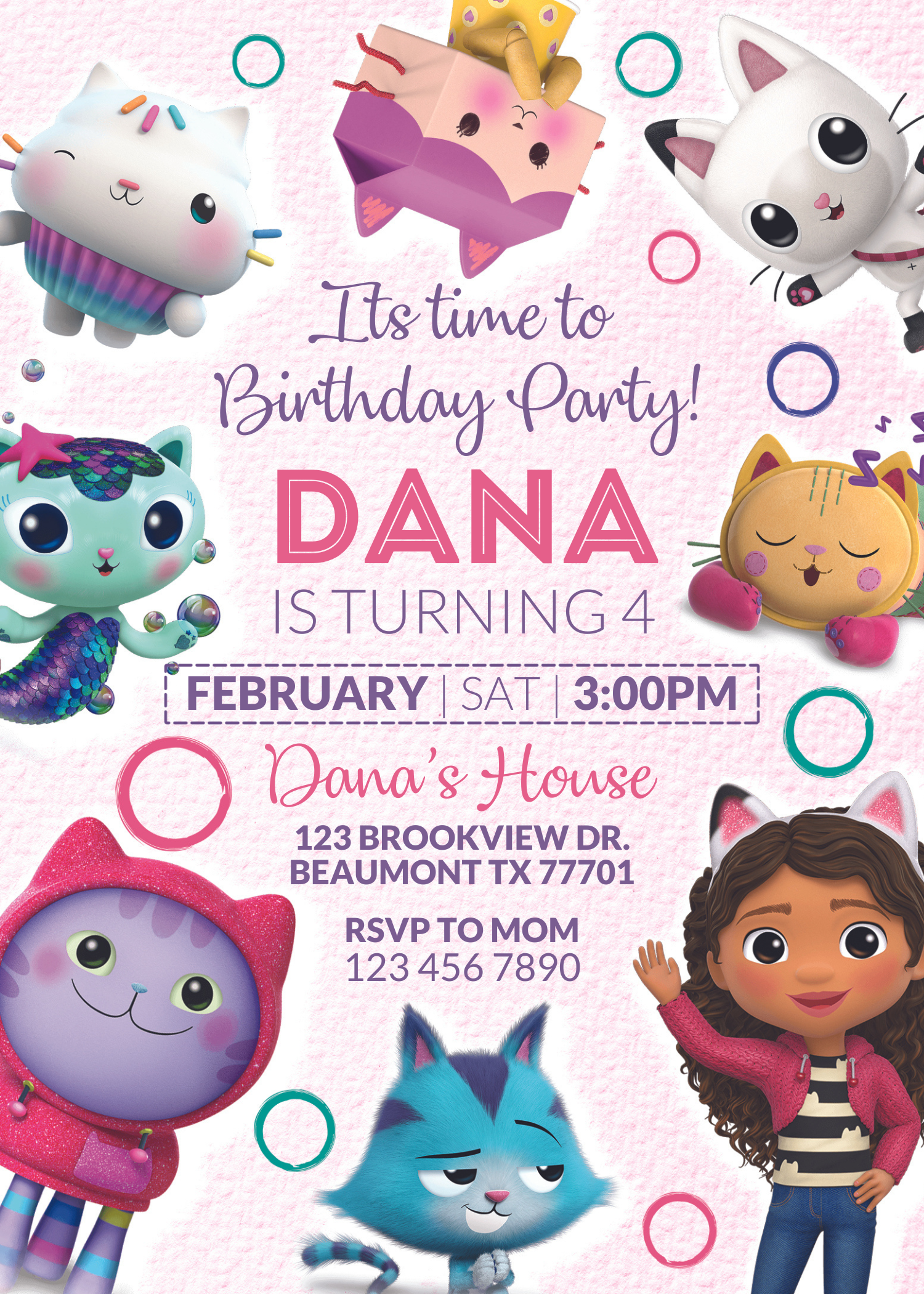 Gabby's Dollhouse Birthday Invitation | Editable Template