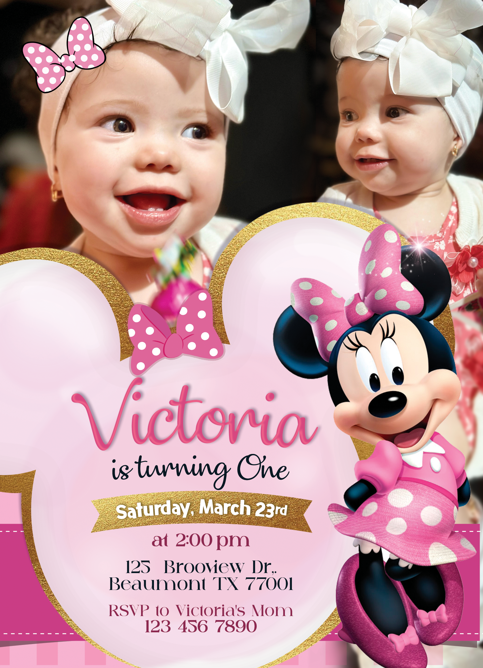 Minnie Mouse Birthday Invitation | Editable Template