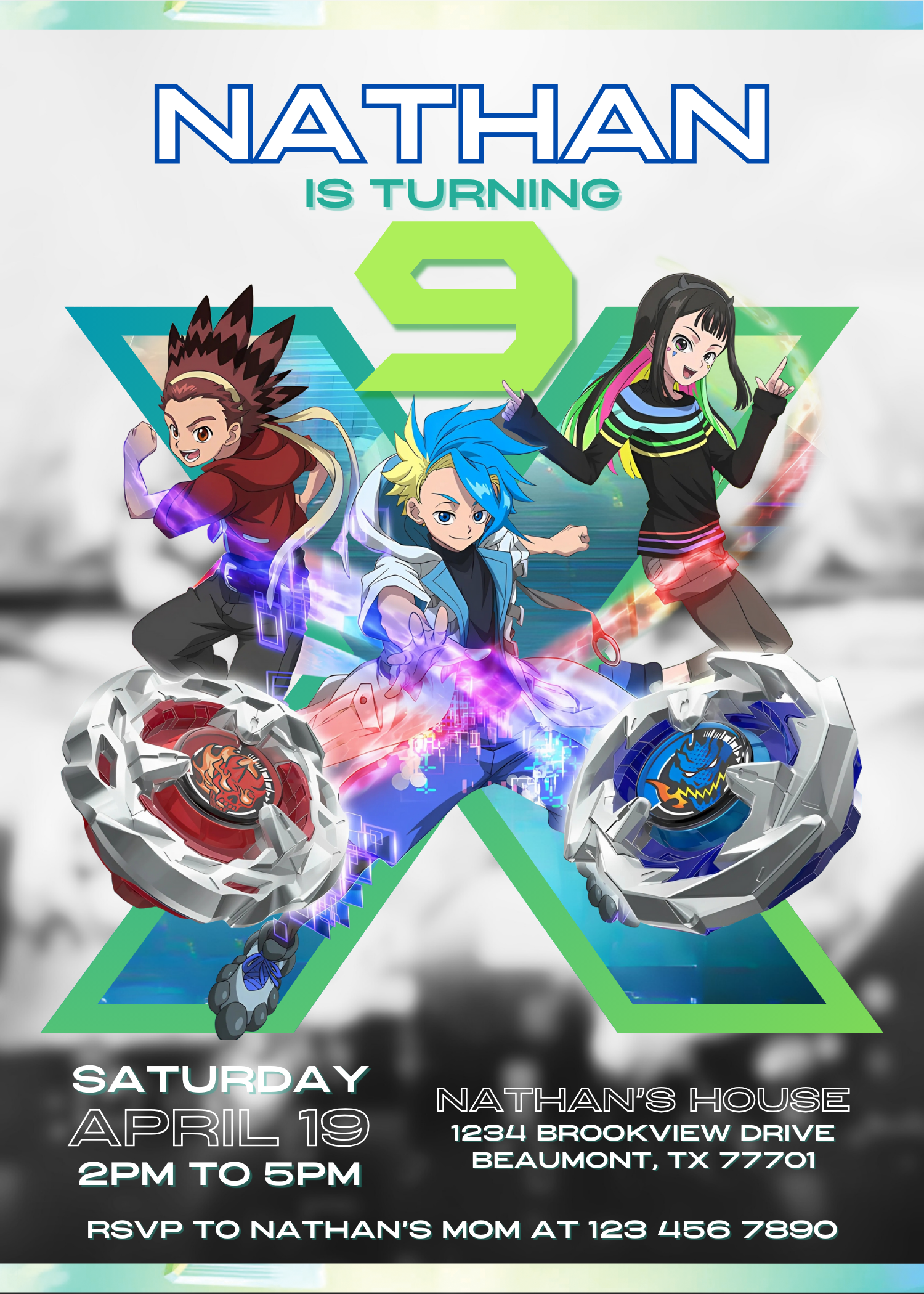 Beyblade X Birthday Invitation | Editable Template