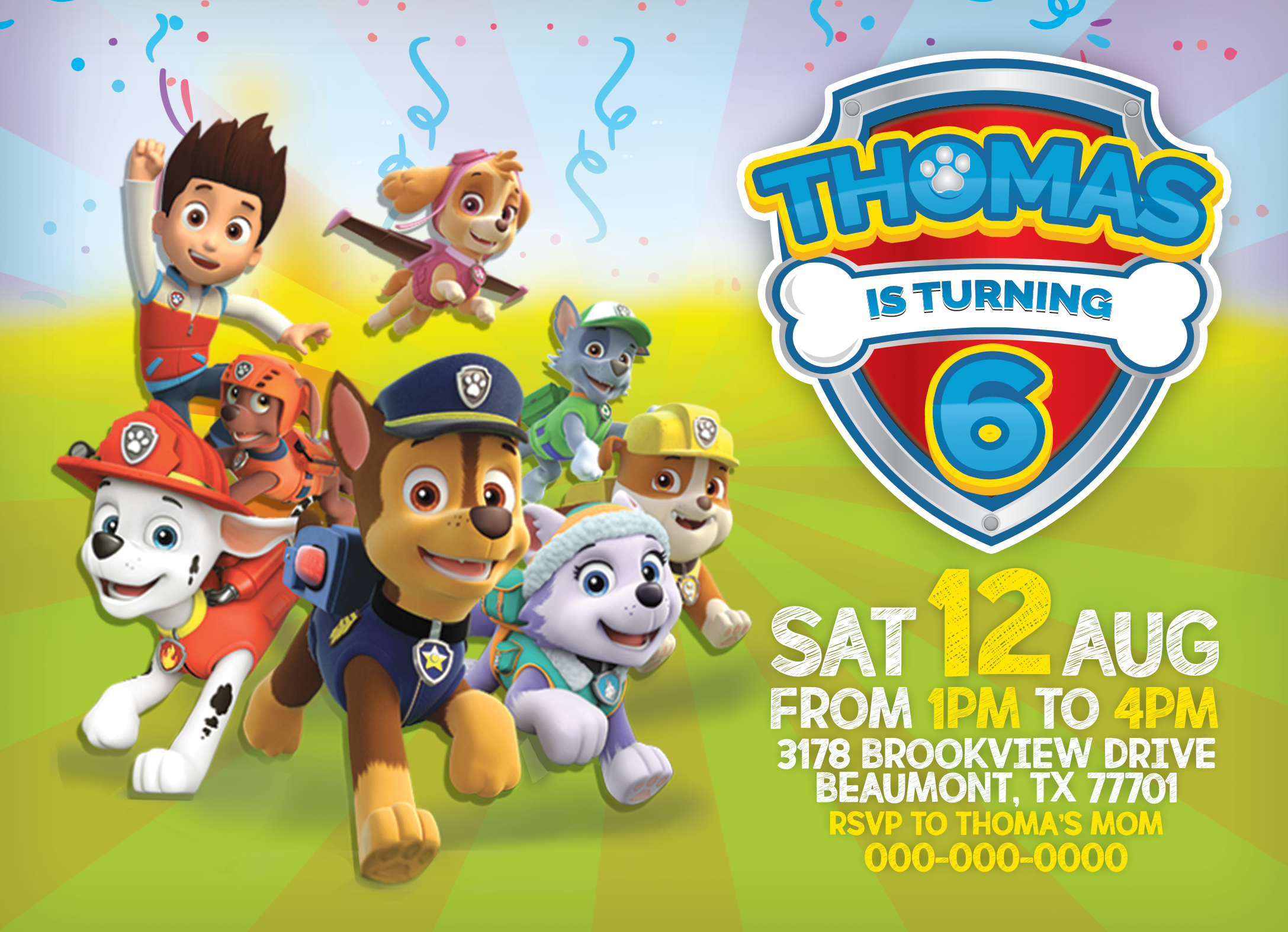 Paw Patrol Birthday Invitation M1