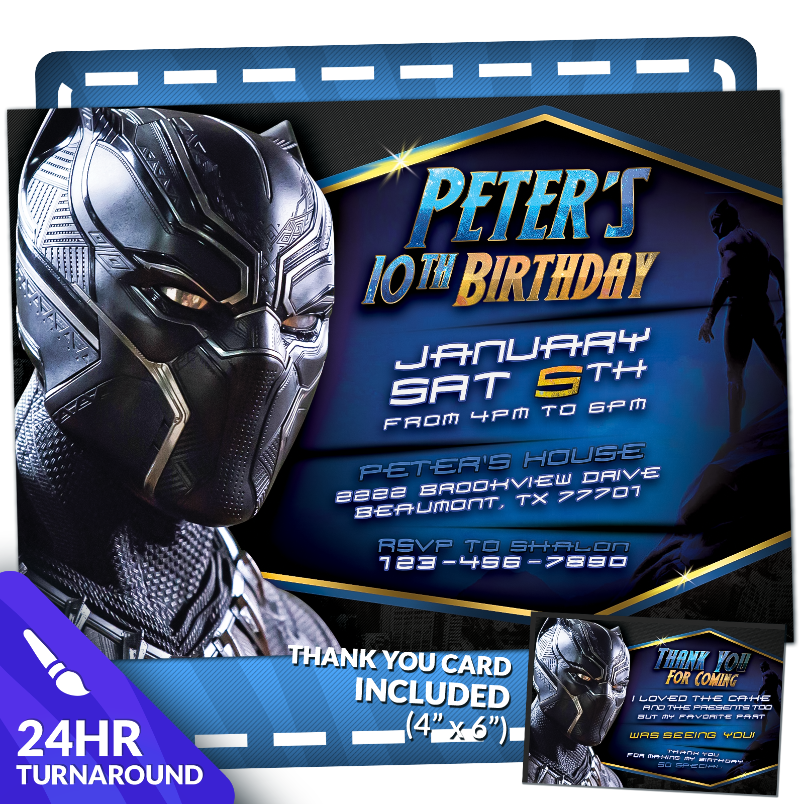 Black Panther Birthday Invitation | Editable Template