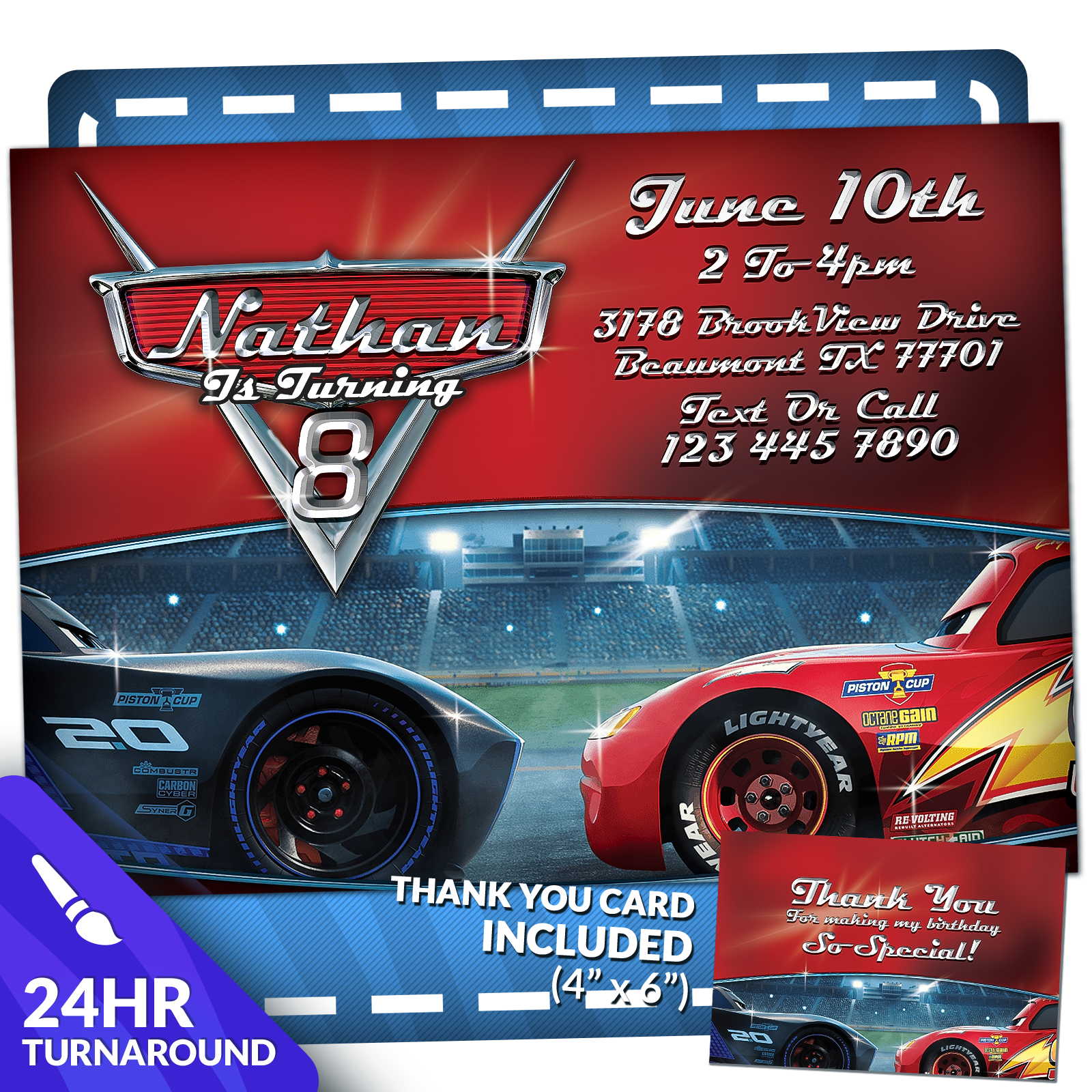 Cars Birthday Invitation | Editable Template