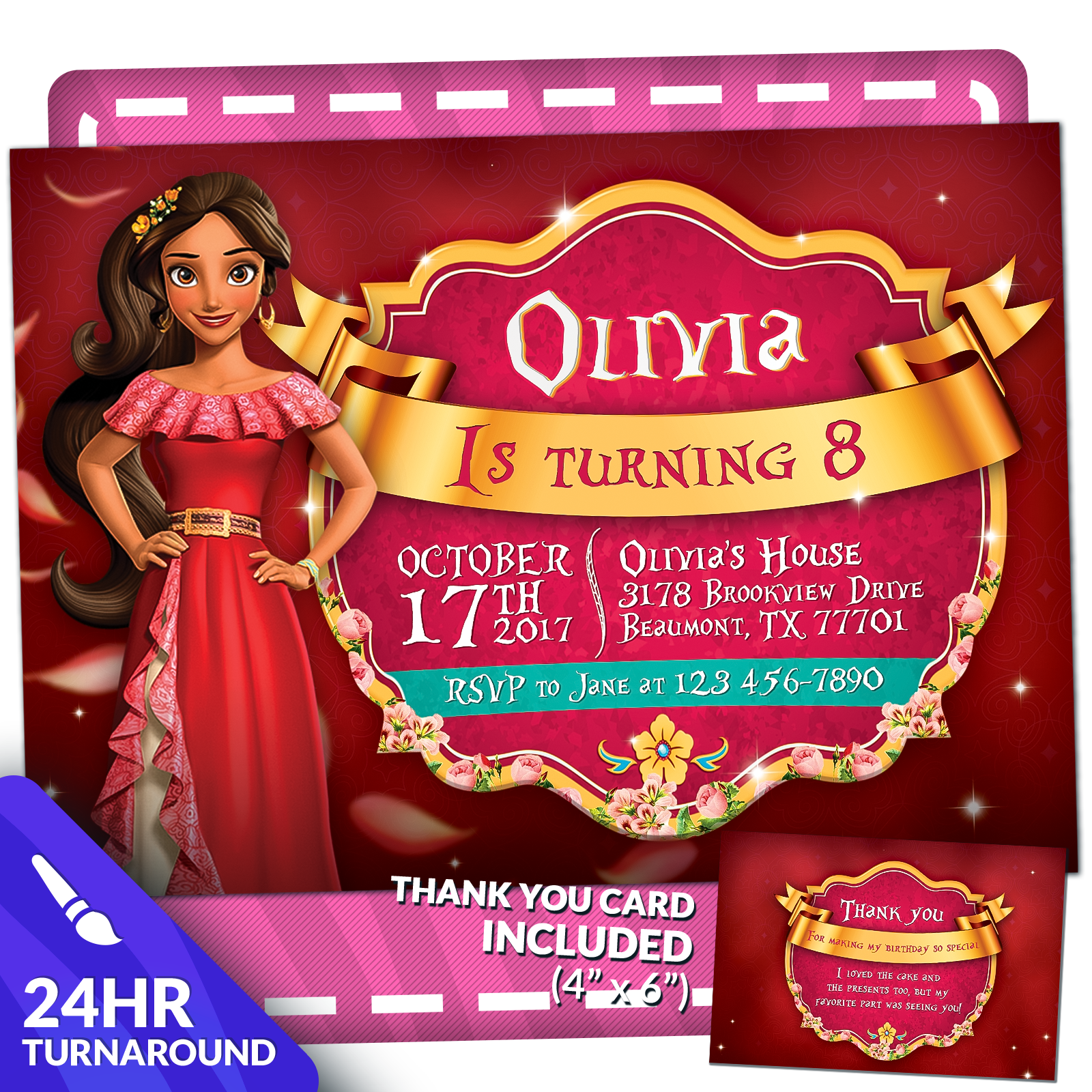 Elena Of Avalor Birthday Invitation | Editable Template
