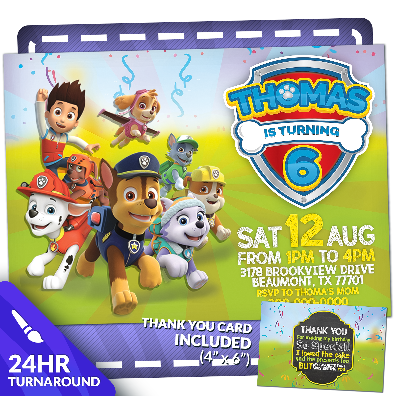 Paw Patrol Birthday Invitation M1