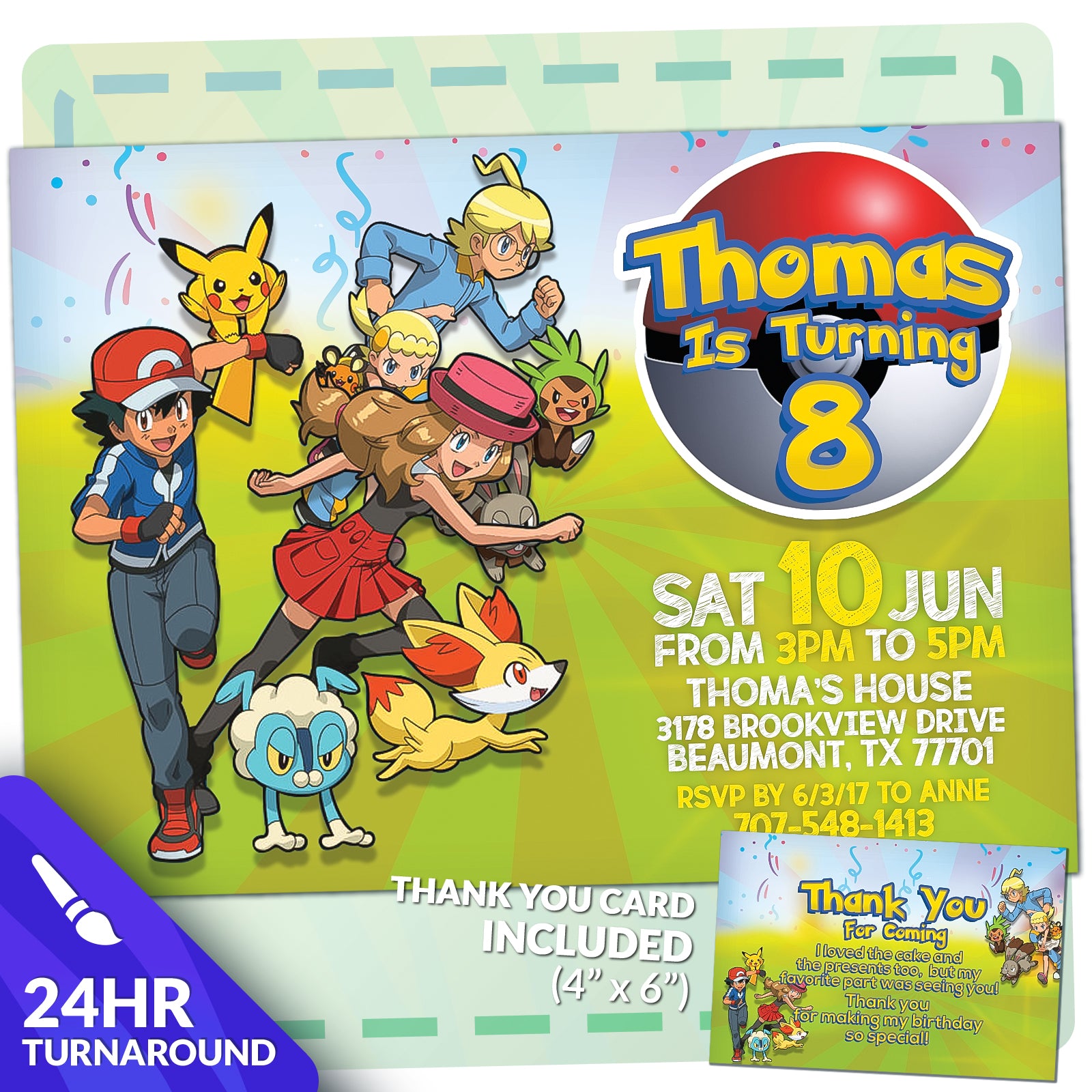 Pokemon Birthday Invitation | Editable Template
