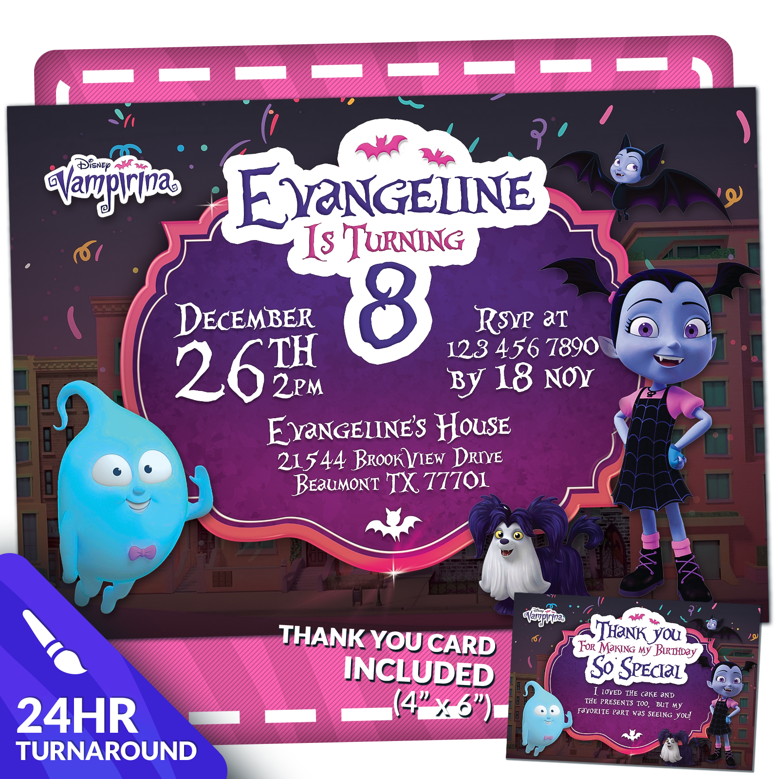 Vampirina Birthday Invitation  | Editable Template