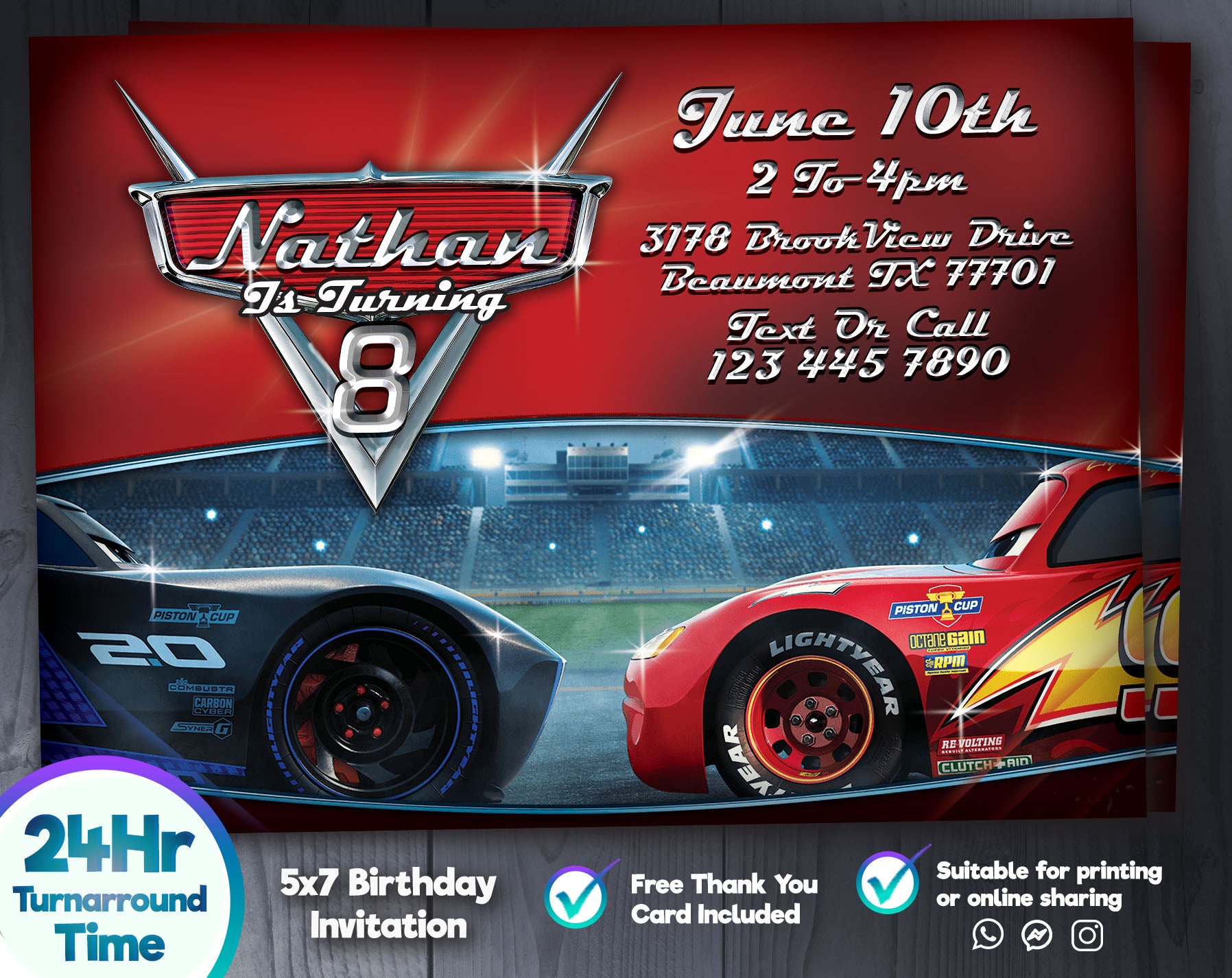 Cars Birthday Invitation | Editable Template