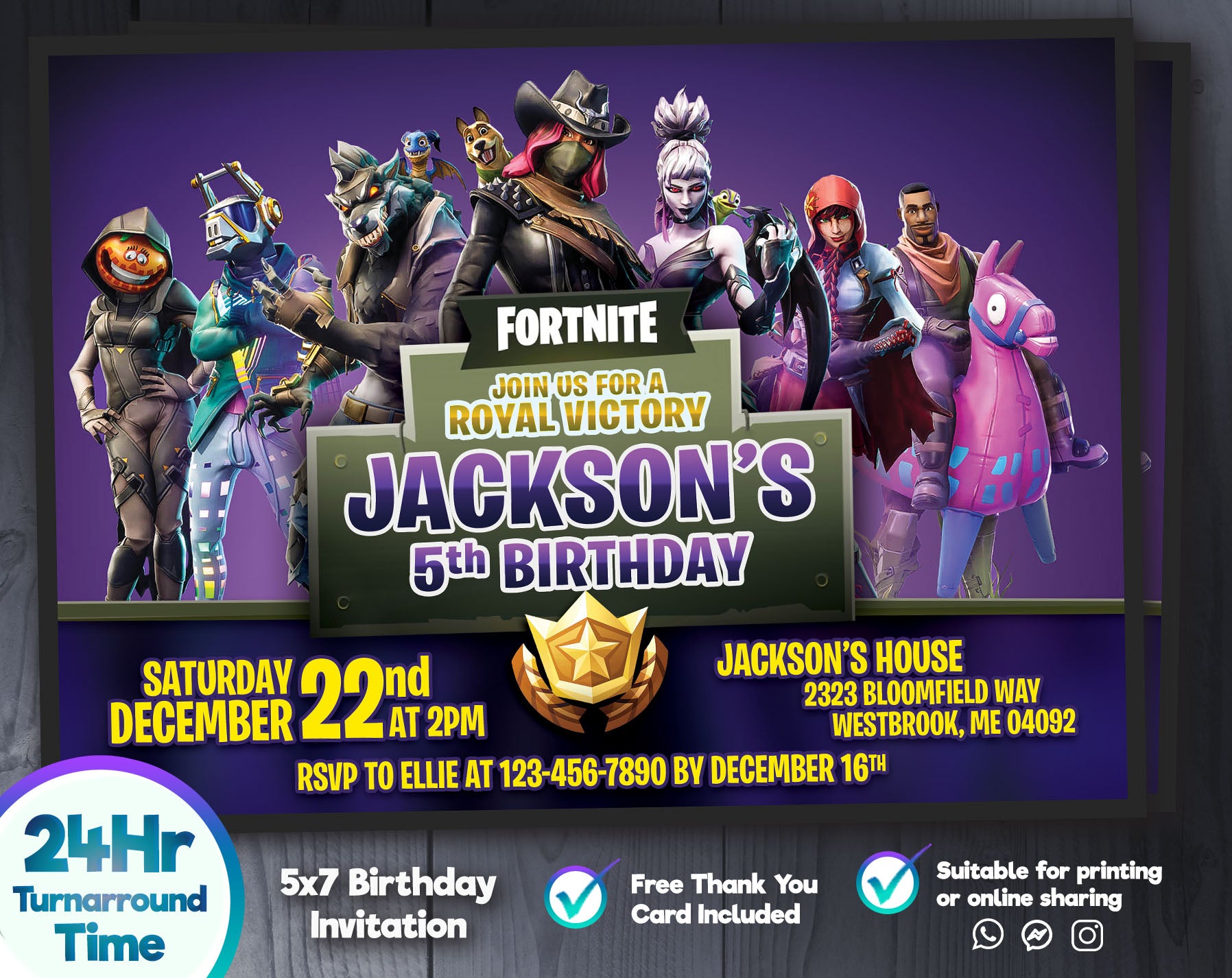 Fortnite Birthday Invitation | Editable Template