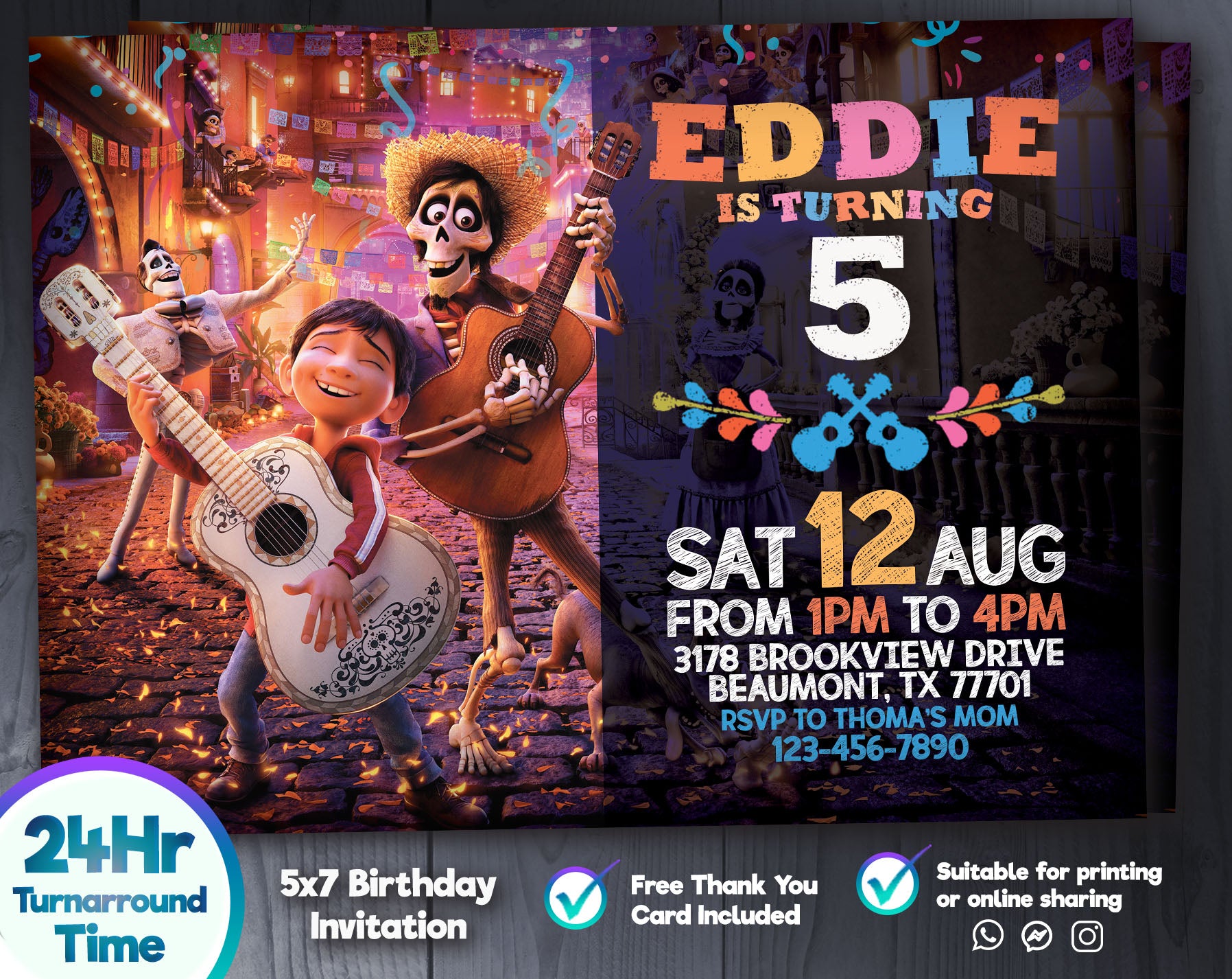Coco Birthday Invitation | Editable Template