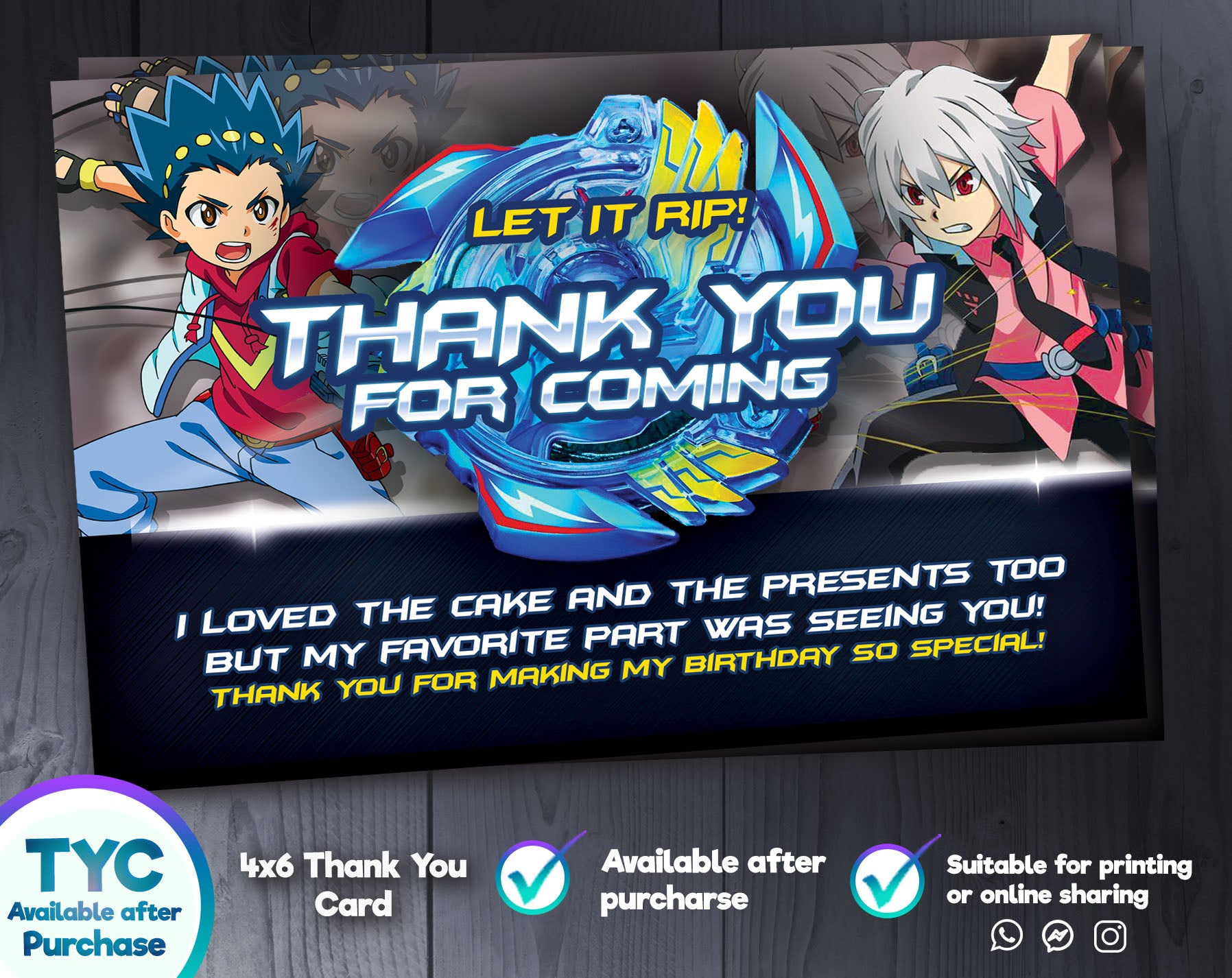Beyblade Burst Birthday Invitation M2