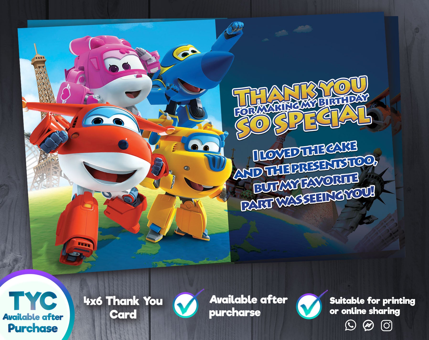SuperWings Birthday Invitation | Editable Template