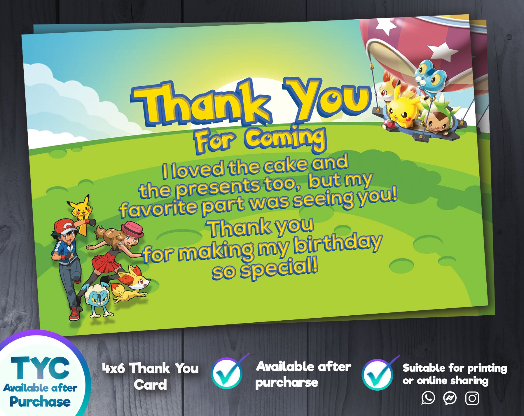 Pokemon Birthday Invitation M2 | Editable Template