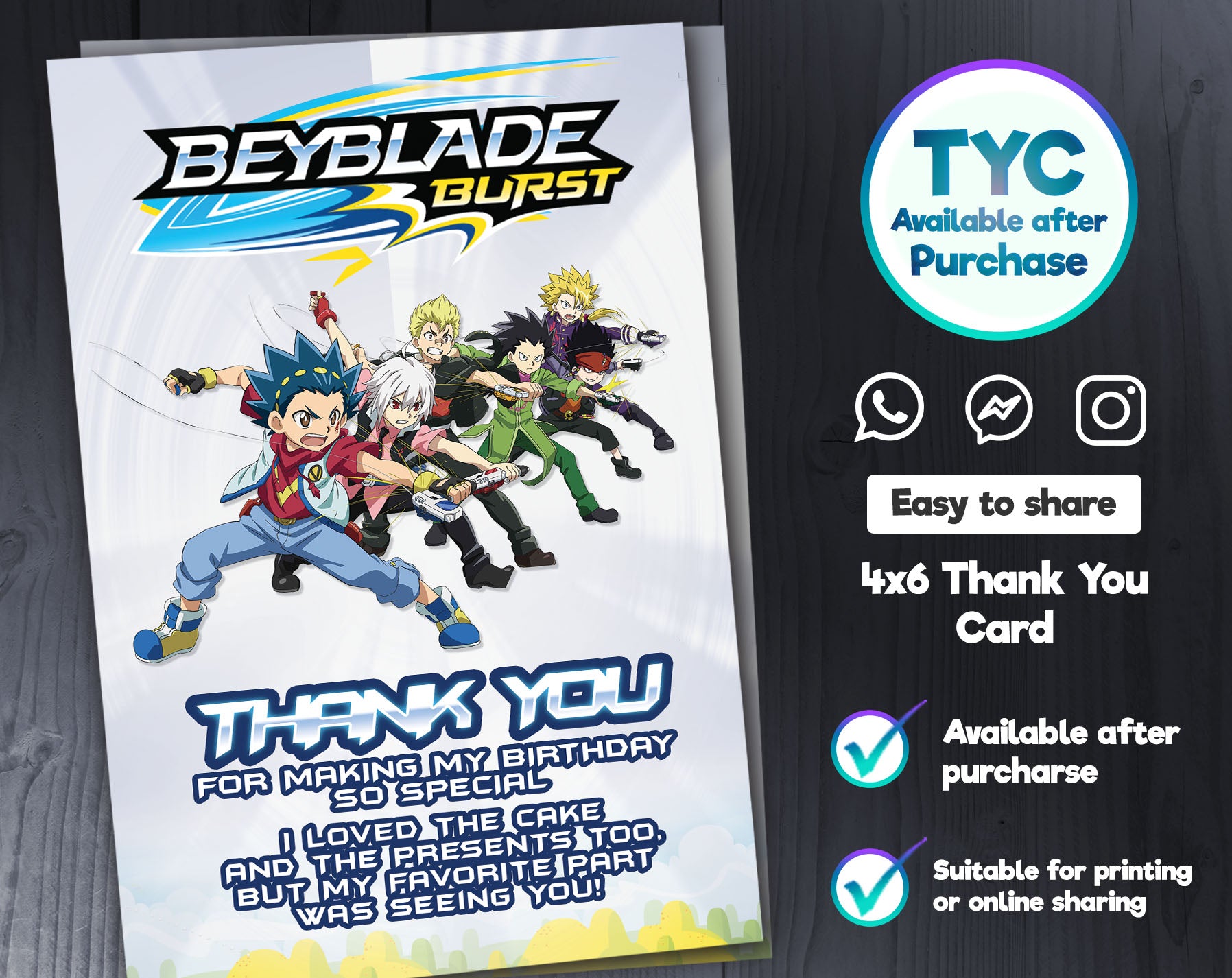 Beyblade Burst Birthday Invitation M1