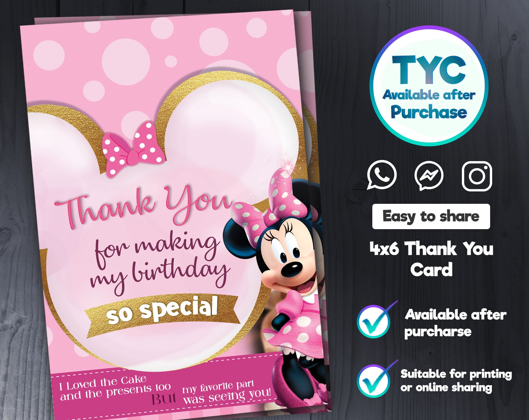 Minnie Mouse Birthday Invitation | Editable Template
