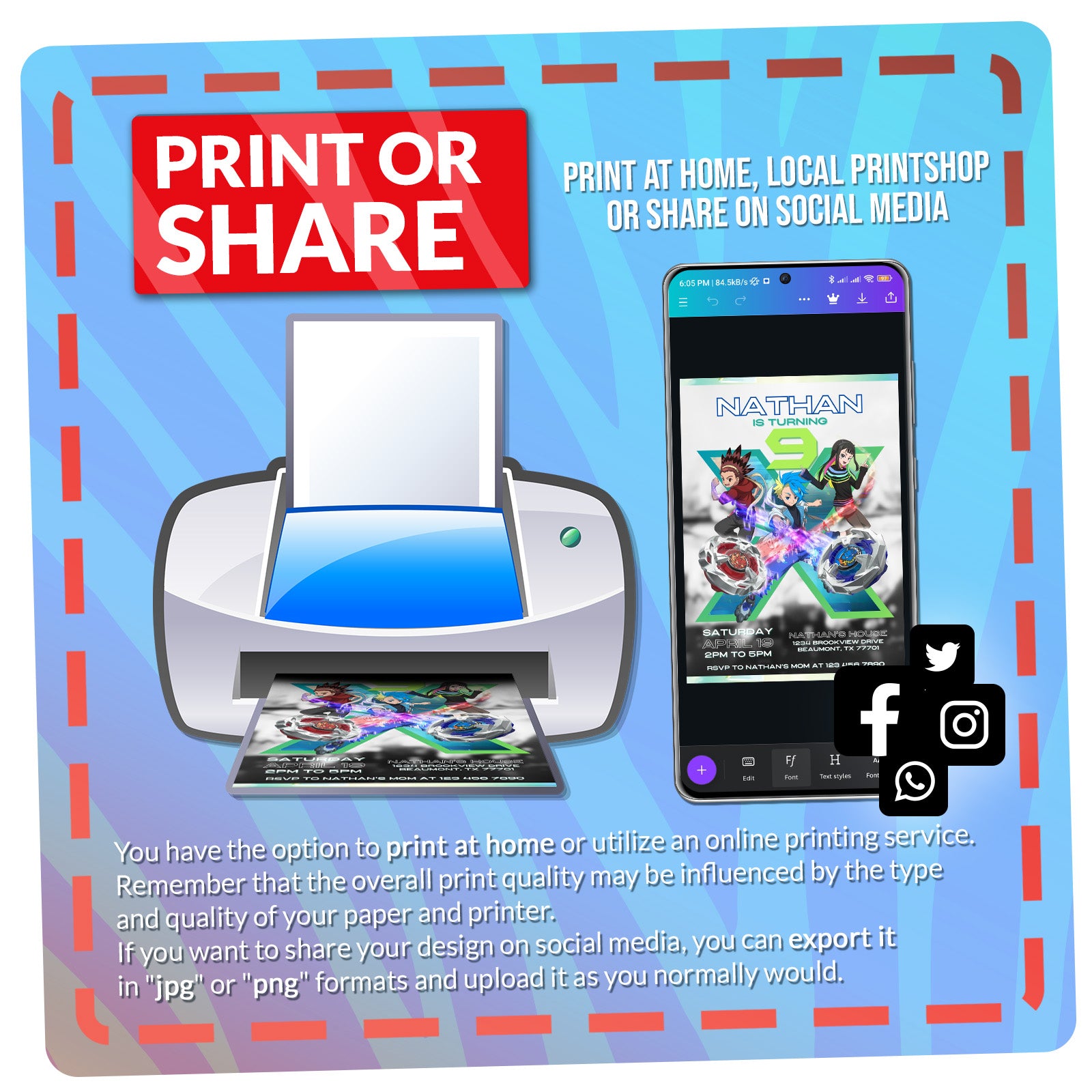 Beyblade X Birthday Invitation | Editable Template