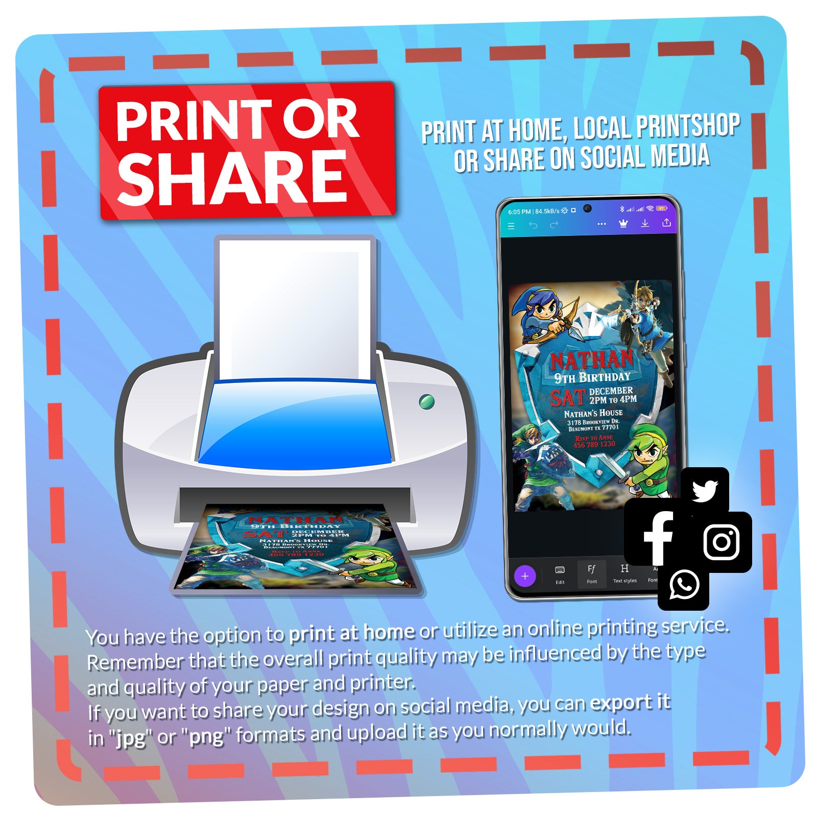 Legend of Zelda Birthday Invitation | Editable Template
